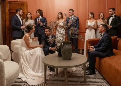 A Bridal Party talking in the Beverly Suite