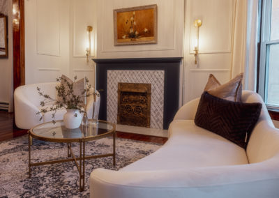 fireplace in The Virgie Bridal Suite